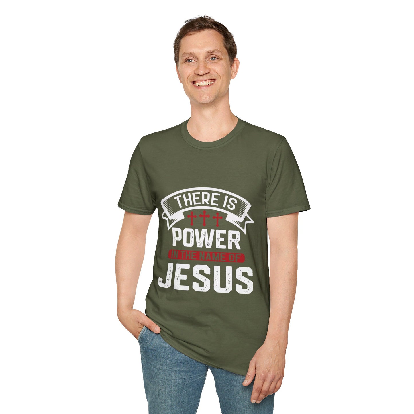 Name Jesus Men's Tshirt (White/Red Logo) - Sweet Baby Jeez Teez