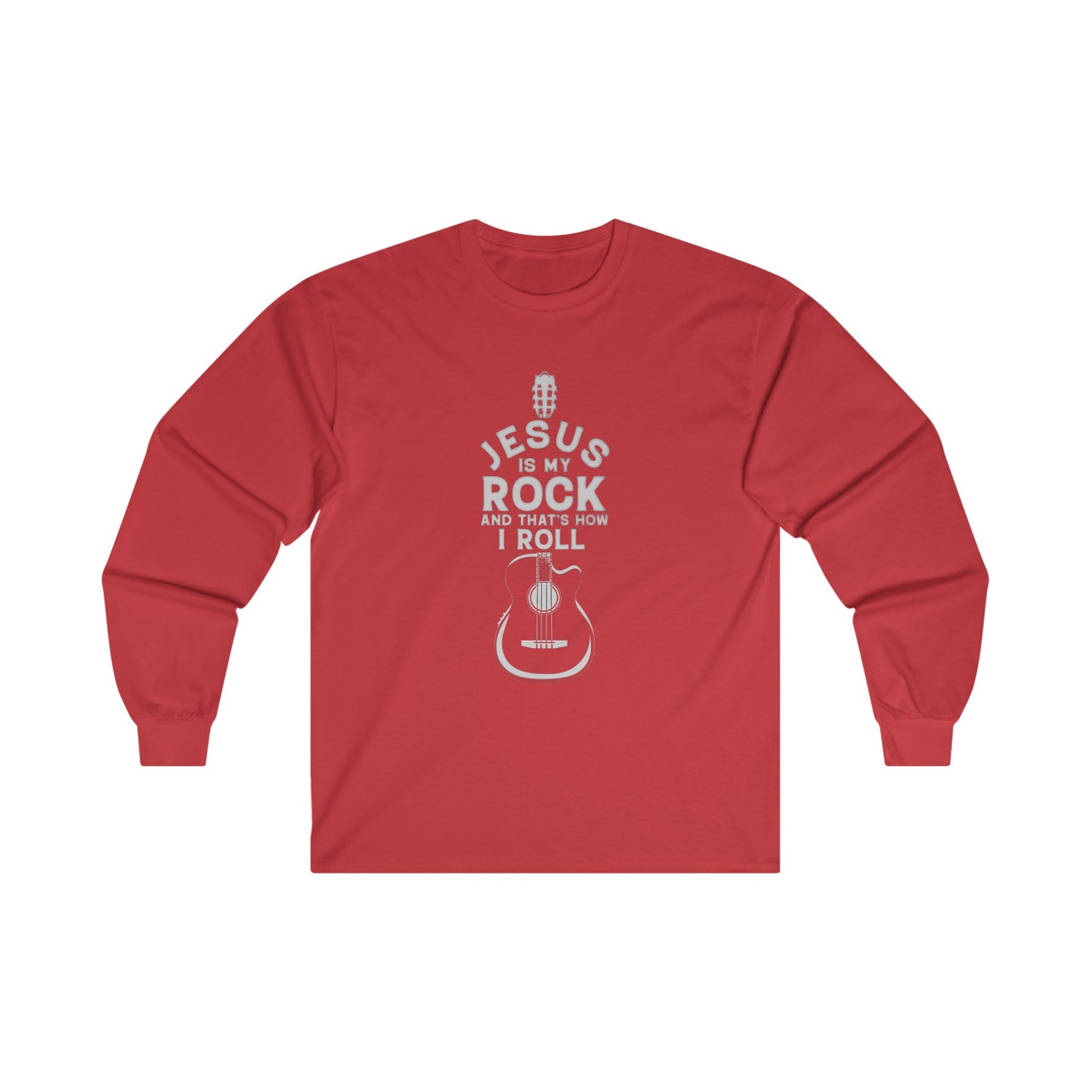 Jesus is My Rock Womens Relaxed/Plus Long Sleeve Tshirt (Light Gray Logo) - Sweet Baby Jeez Teez