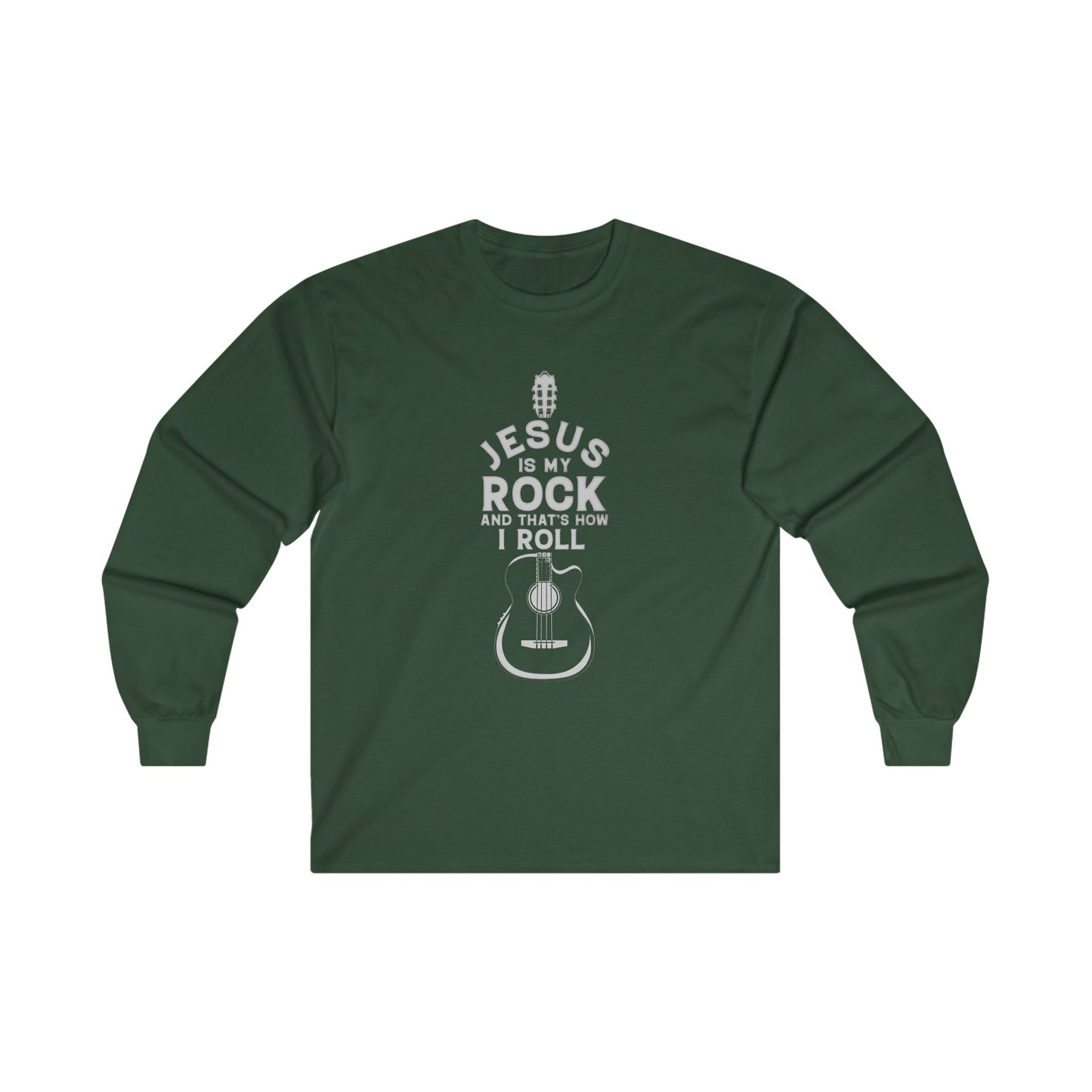 Jesus is My Rock Womens Relaxed/Plus Long Sleeve Tshirt (Light Gray Logo) - Sweet Baby Jeez Teez