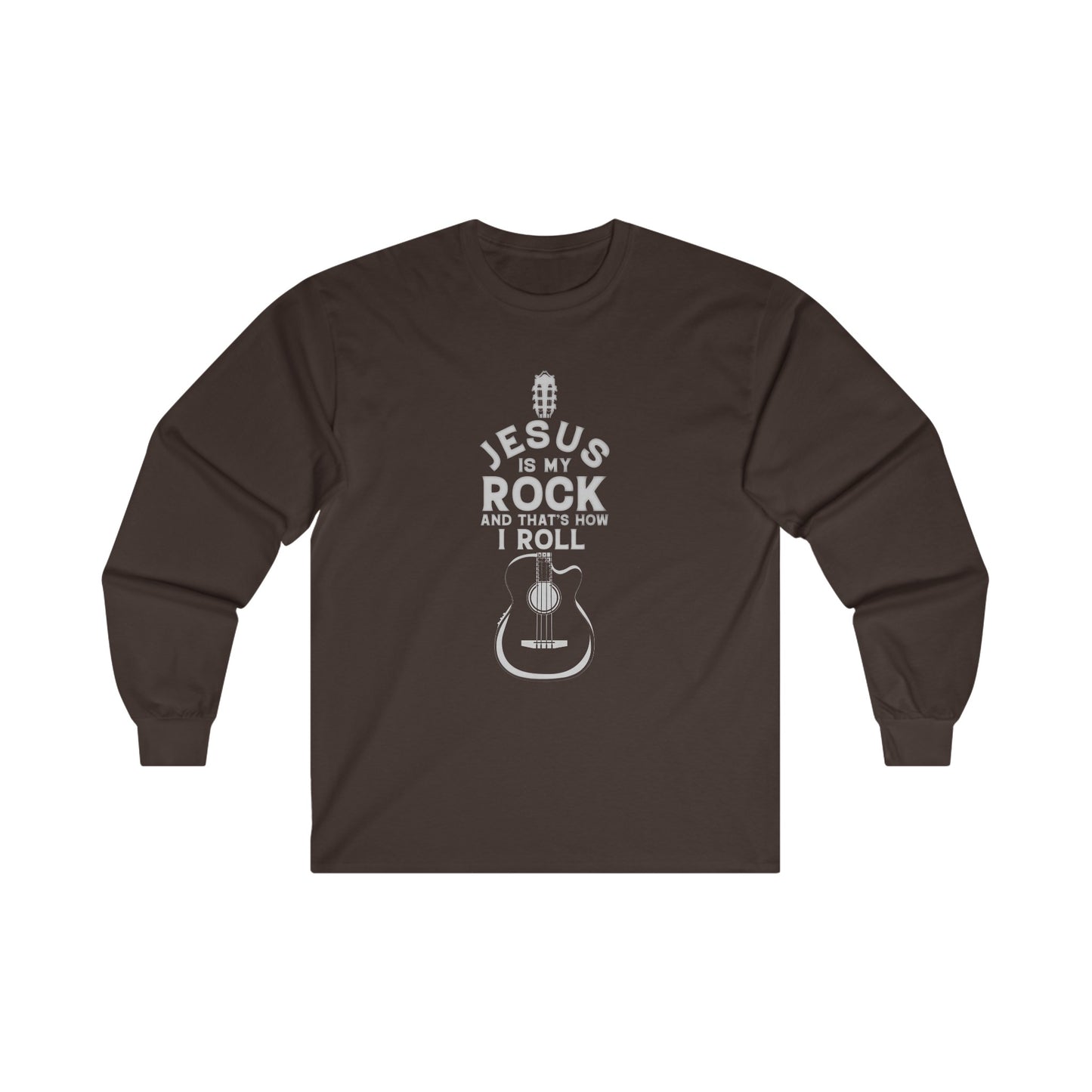 Jesus is My Rock Womens Relaxed/Plus Long Sleeve Tshirt (Light Gray Logo) - Sweet Baby Jeez Teez