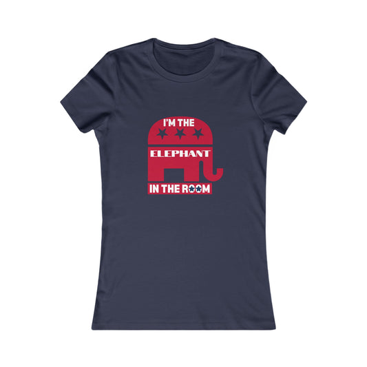 Elephant in the Room Women's Fitted Tshirt, Navy