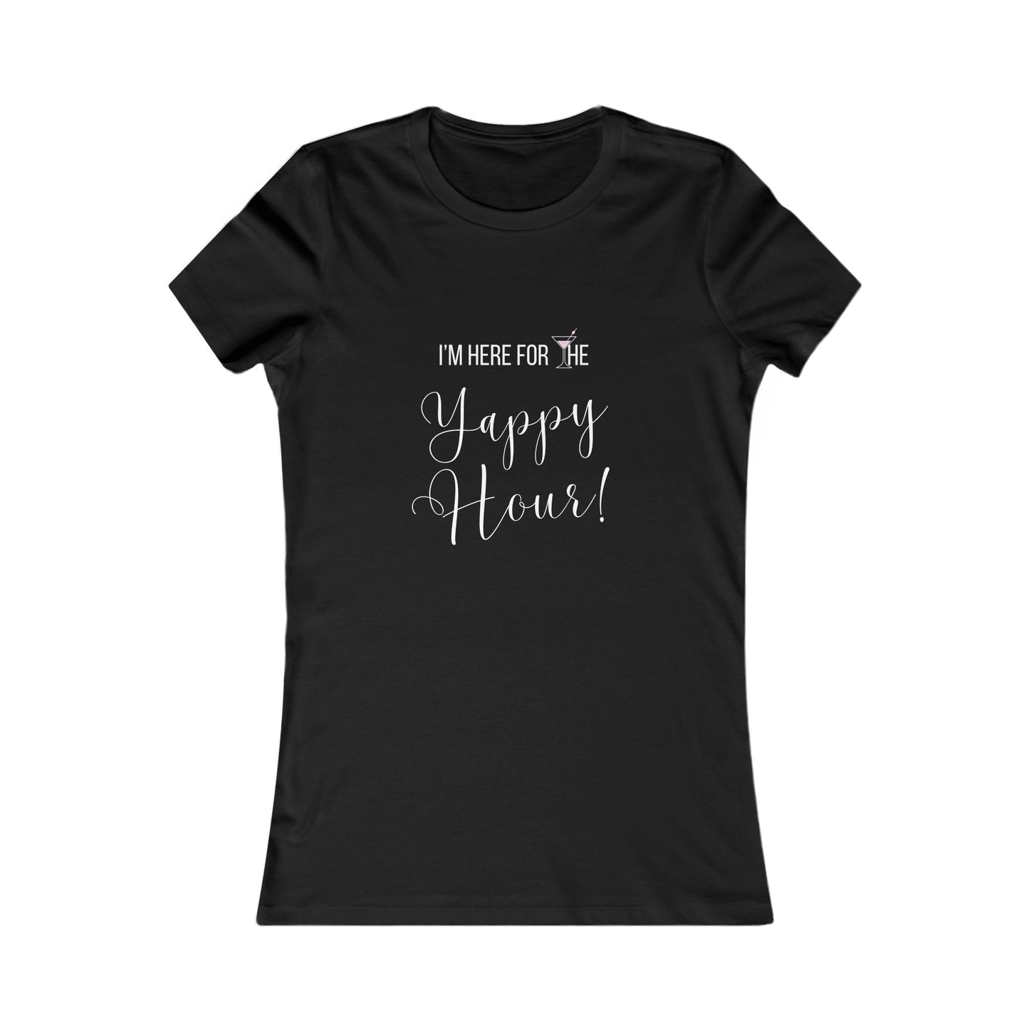 Yappy Hour Women's Fitted Tshirt (White/Pink Logo)