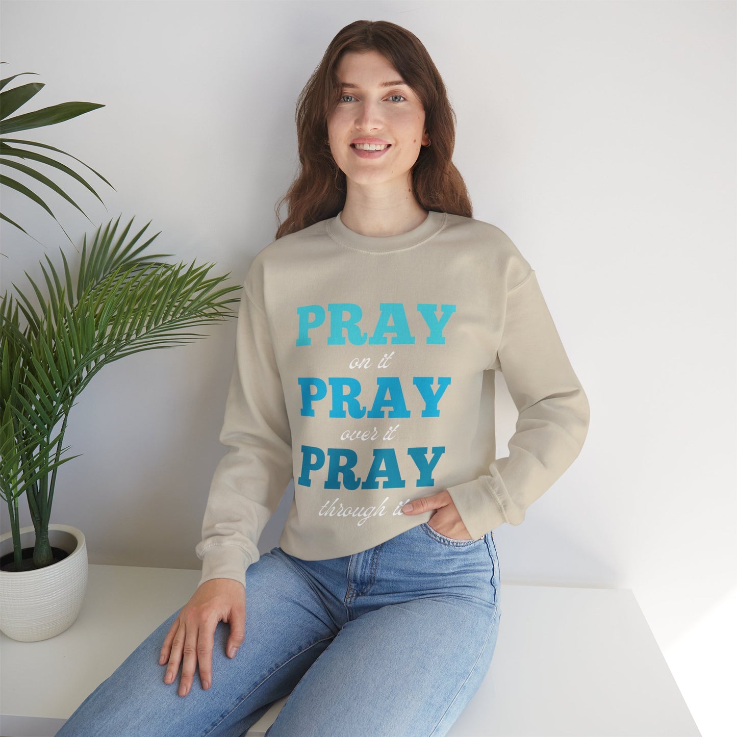 Pray On It Women's Relaxed Sweatshirt (Teals Logo) - Sweet Baby Jeez Teez