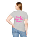 God's Got My Back Women's Relaxed/Plus Tshirt (Hot Pink Back Logo) - Sweet Baby Jeez Teez