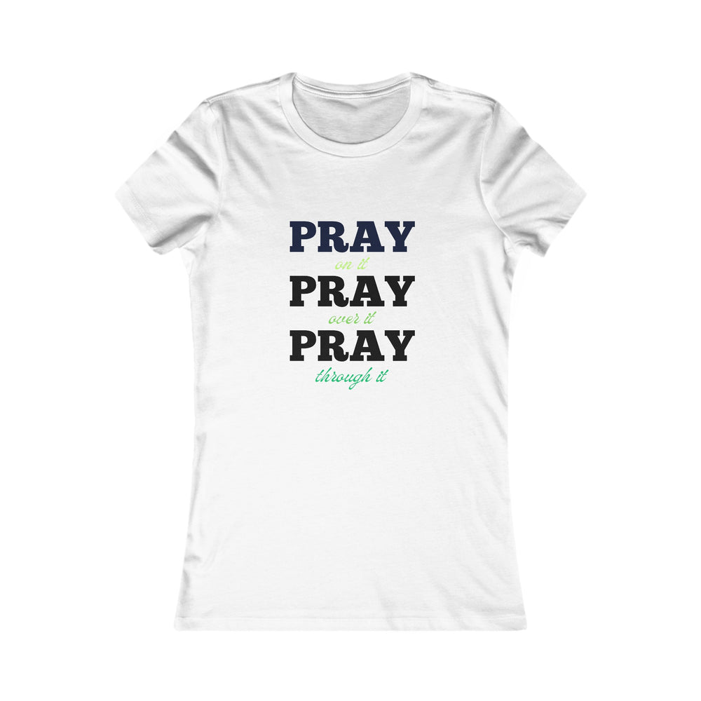 Pray On It Women's Fitted Tshirt (Black/Green Logo) - Sweet Baby Jeez Teez