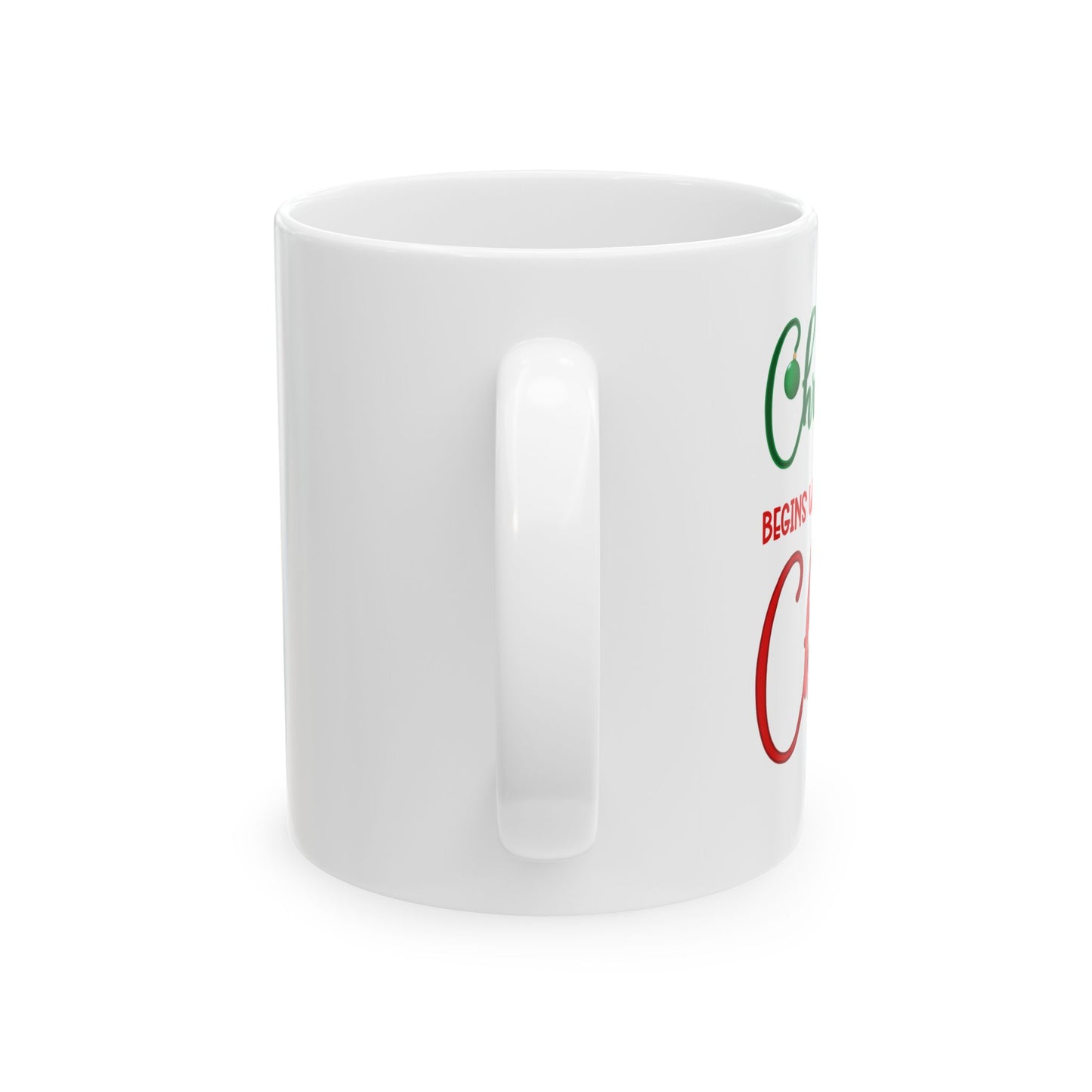 Christmas Begins with Christ Ceramic Mug (Red/Green Logo)