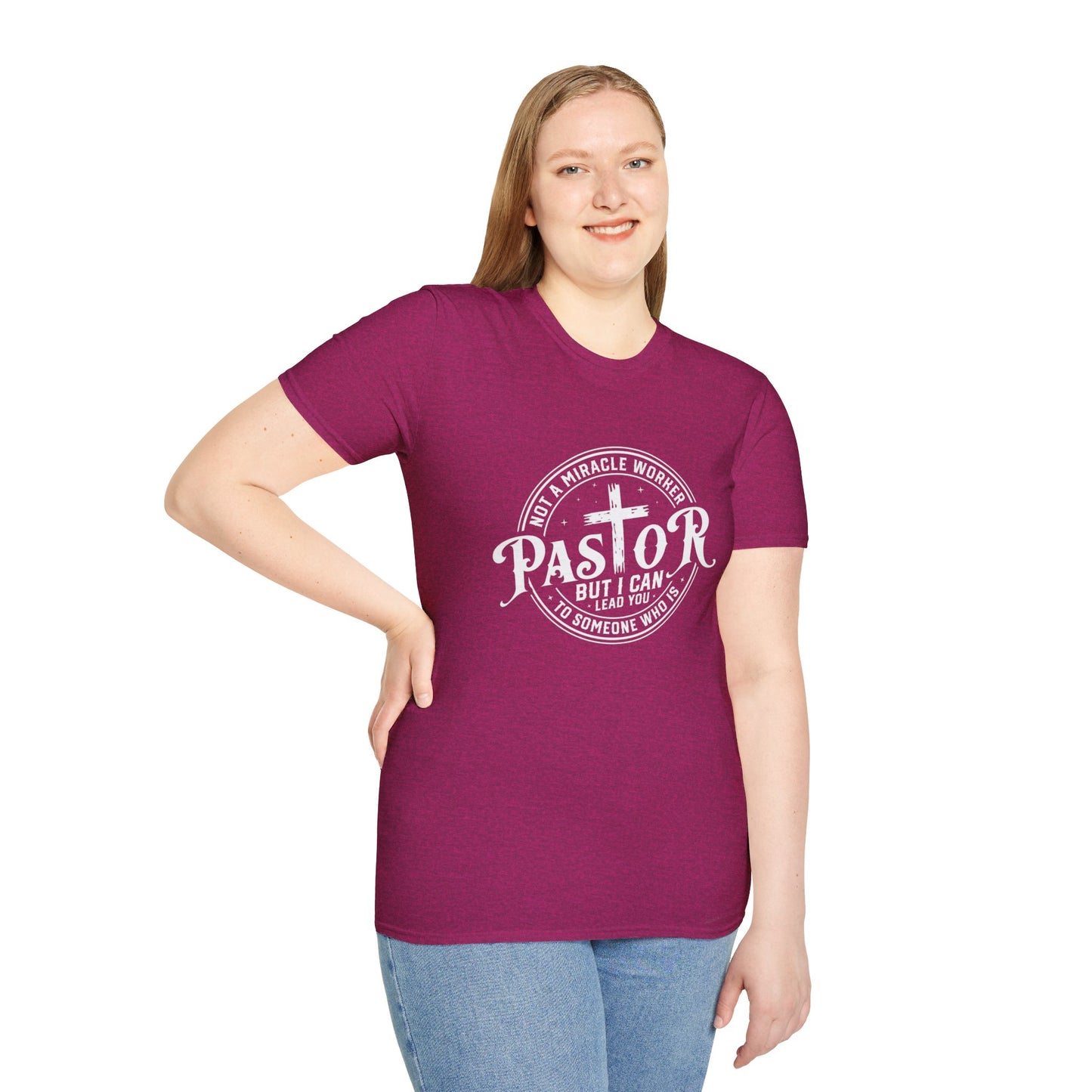 Pastor Women's Relaxed/Plus Tshirt (White Logo)