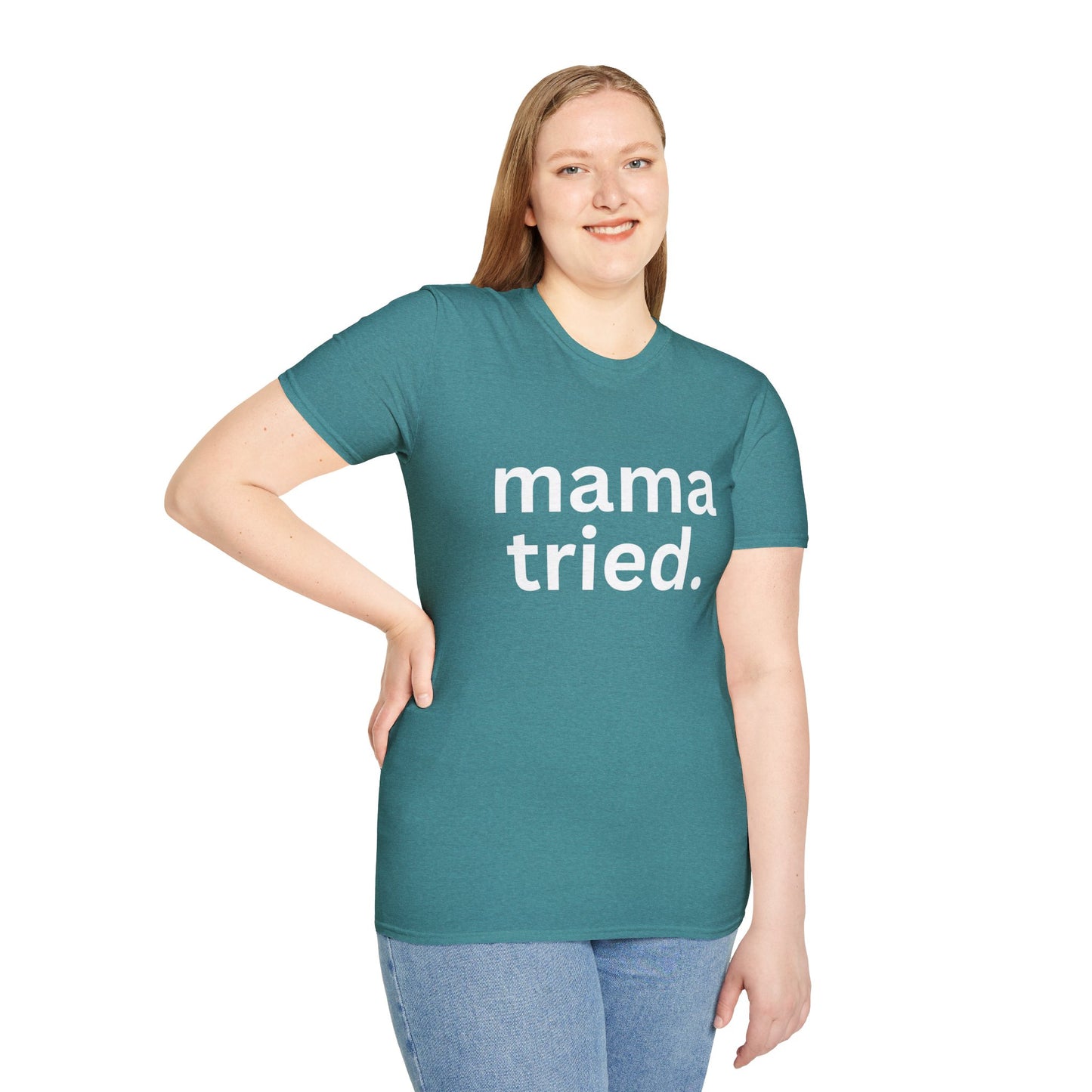 Mama Tried Women's Relaxed/Plus Tshirt (White Logo) - Sweet Baby Jeez Teez