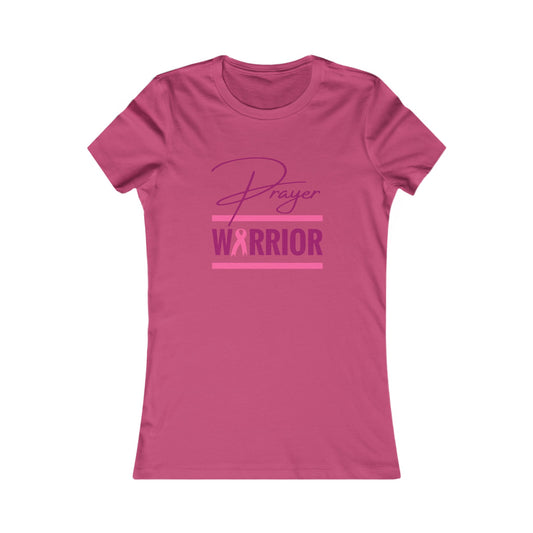 Prayer Warrior Breast Cancer Women's Fitted Tshirt (Pink Logo)