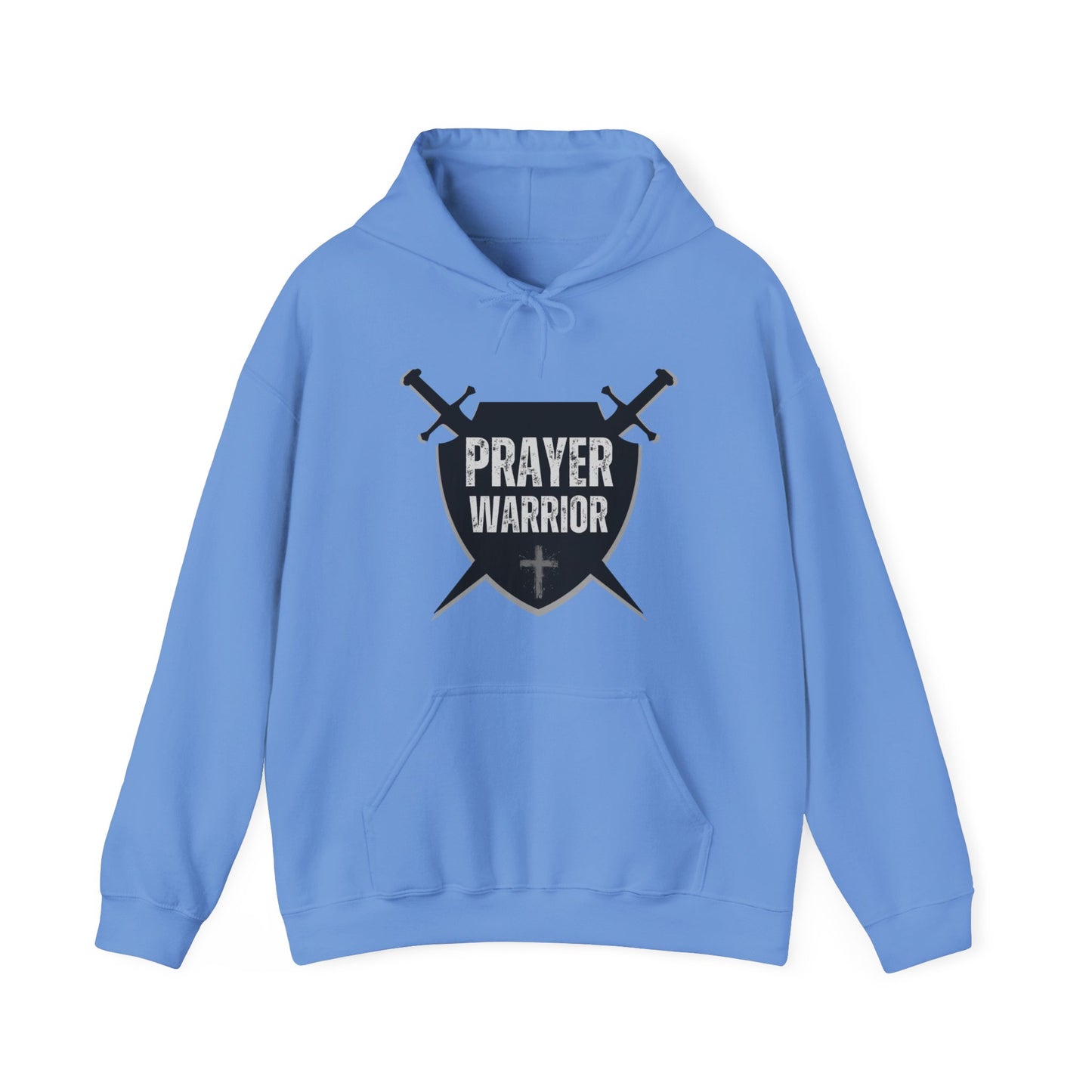 Prayer Warrior Shield Men's Hoodie (Black Logo)