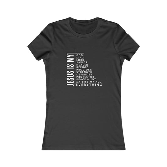 Jesus is My Women's Fitted Tshirt (White  Logo)