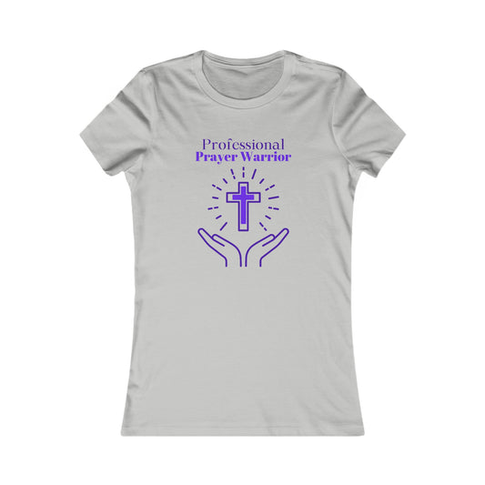 Professional Prayer Warrior Women's Fitted Tshirt (Purple Logo) - Sweet Baby Jeez Teez