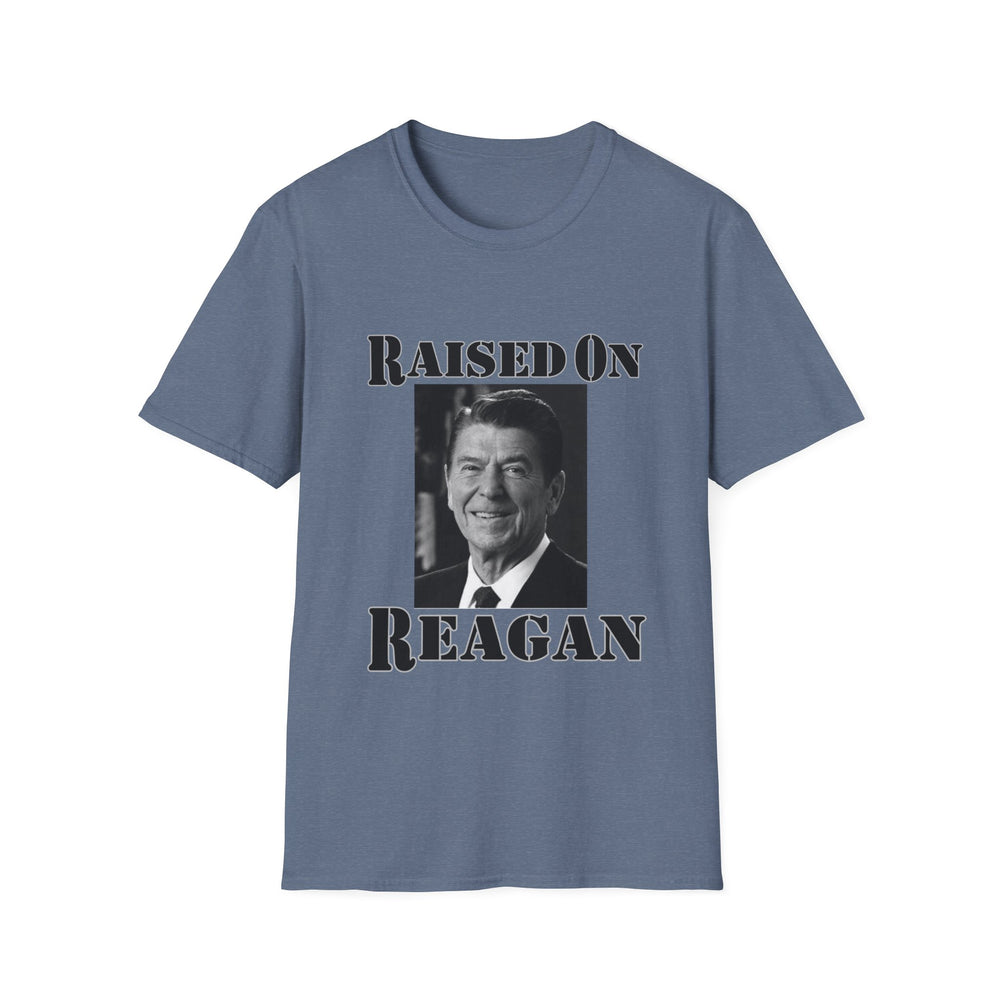 Raised on Reagan Men's Tshirt (Black Logo) - Sweet Baby Jeez Teez