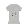 Cross-ed T Faith Women's Deep V Tshirt (Black Logo)