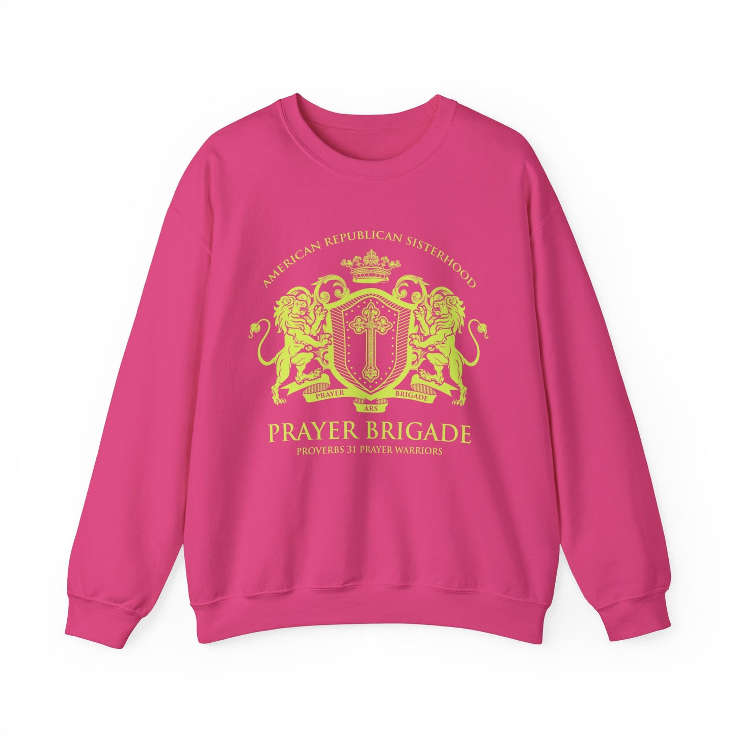 ARS Prayer Brigade Unisex Crewneck Sweatshirt (Chartreuse Logo)