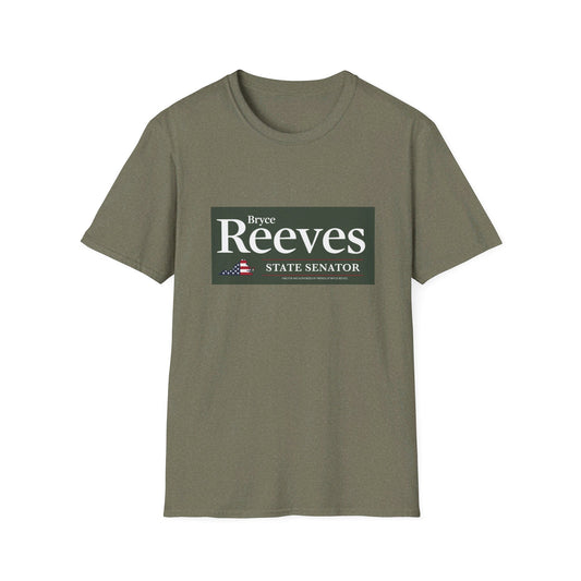 Senator Bryce Reeves Men's Tshirt (Army Green Logo) - Sweet Baby Jeez Teez