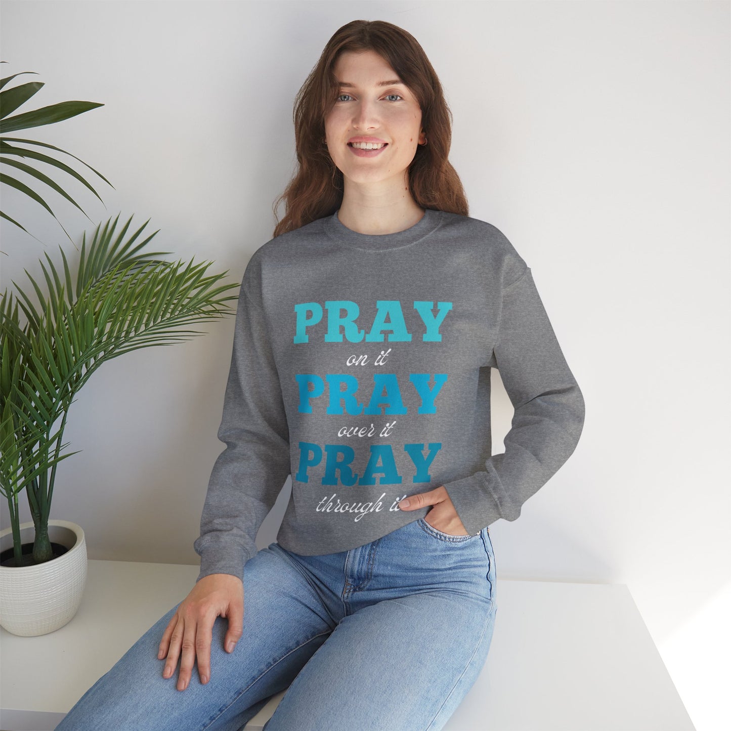 Pray On It Women's Relaxed Sweatshirt (Teals Logo) - Sweet Baby Jeez Teez