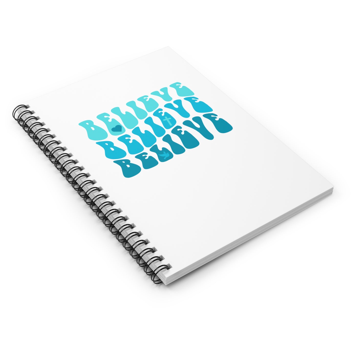 Believe x3 Spiral Notebook - Ruled Line (Aqua Logo) - Sweet Baby Jeez Teez