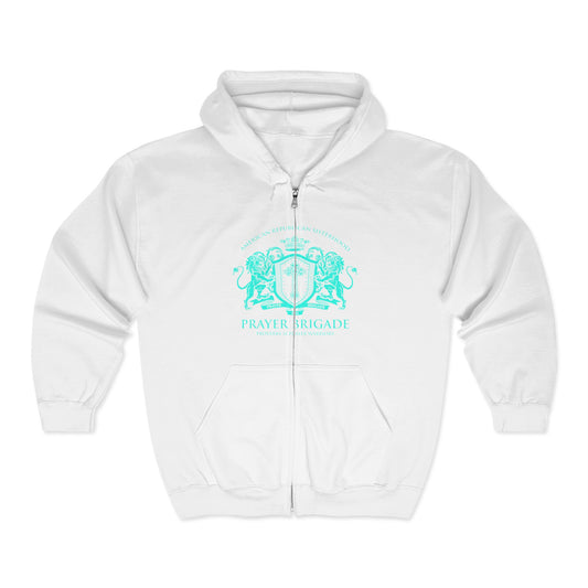 ARS Prayer Brigade Heavy Full Zip Hoodie (Purple with Aqua Logo)