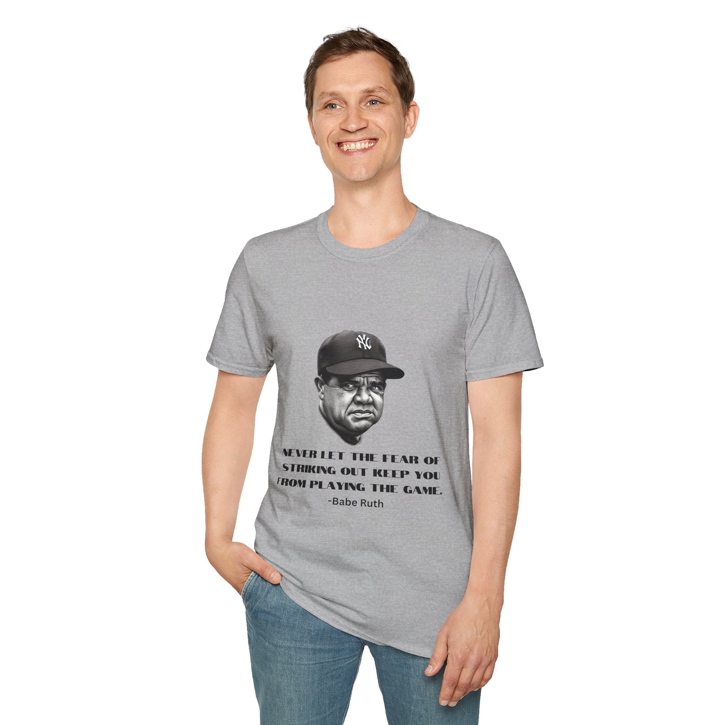 Strike Out Babe Ruth Men's Tshirt (IW Grayscale Logo)