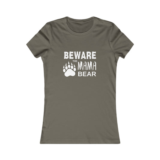 Mama Bear Women's Fitted Tshirt (White Logo) - Sweet Baby Jeez Teez