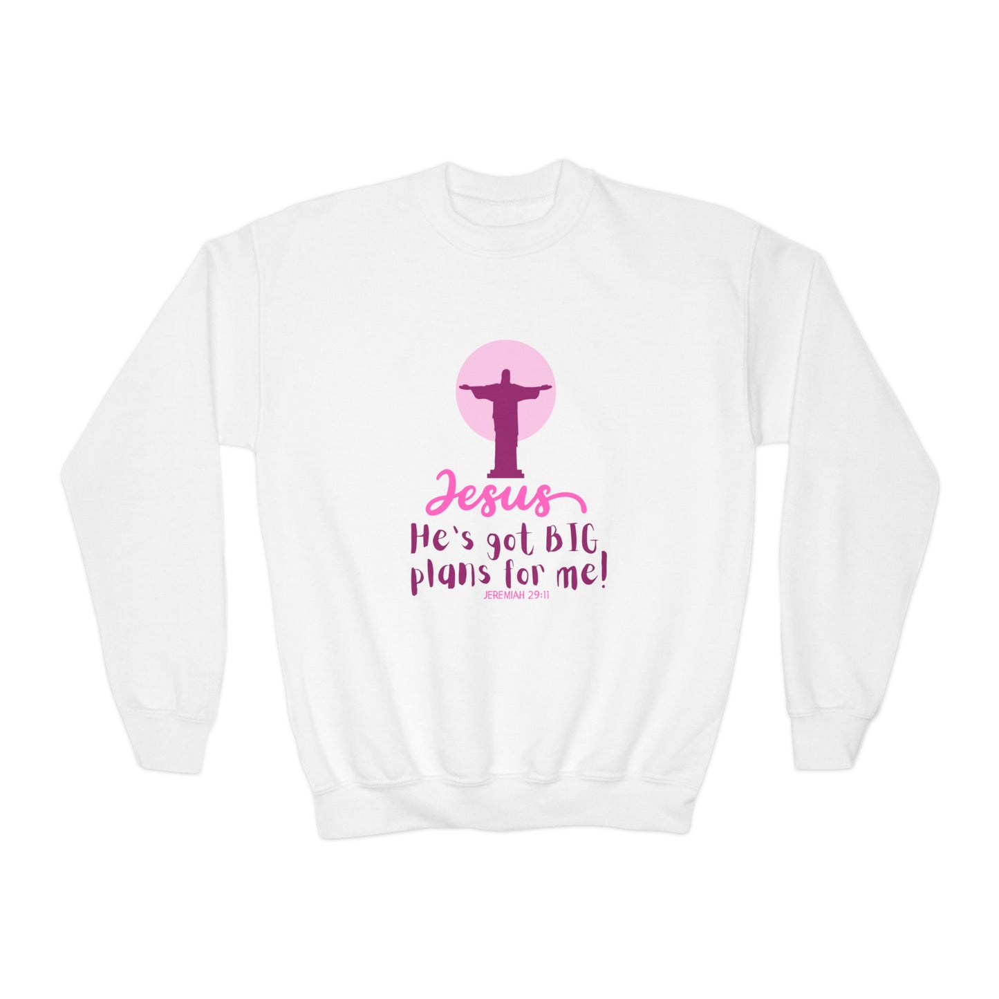 Jesus Has Big Plans Girls Sweatshirt (Pink Logo)
