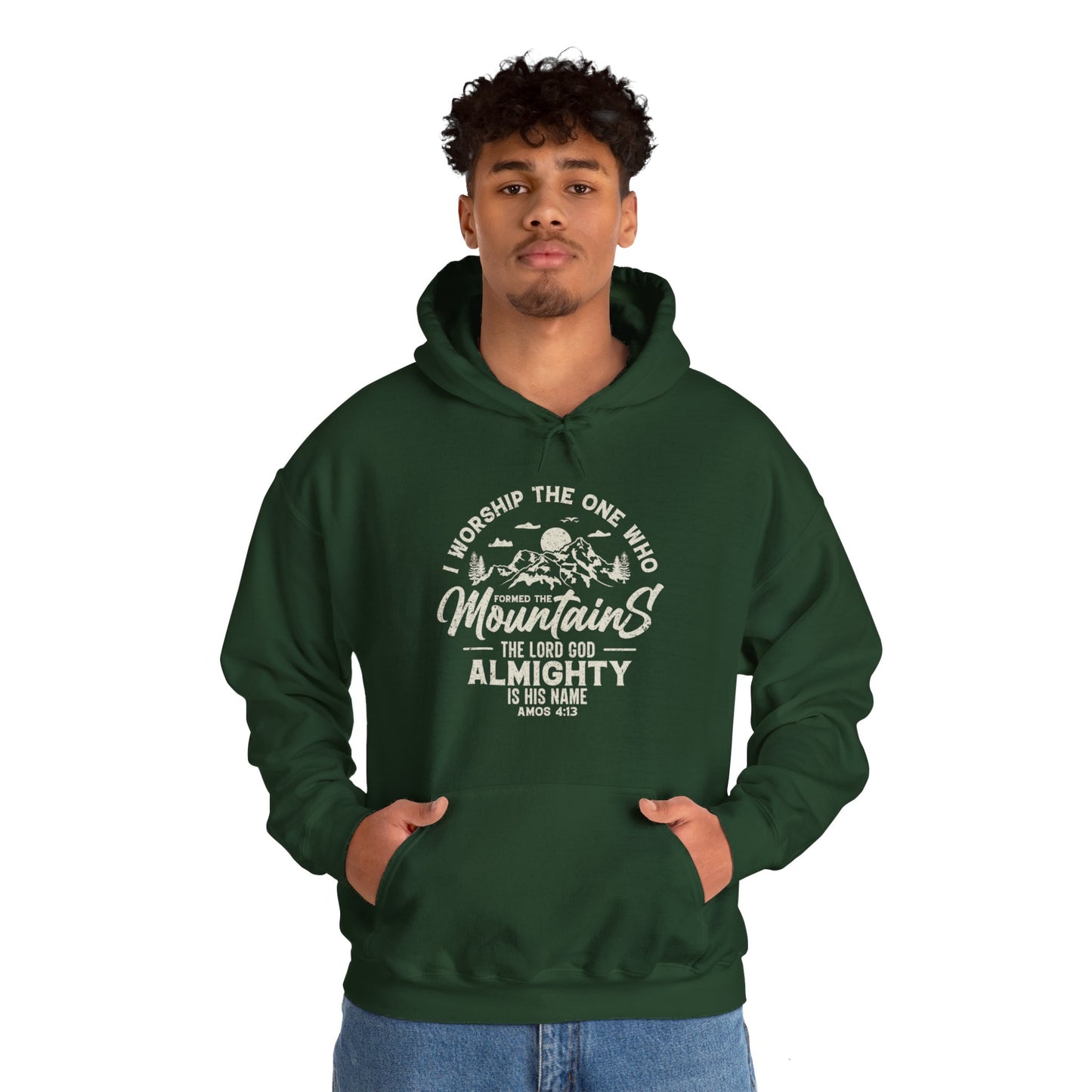 Mountains Men's Relaxed Hoodie (Tan Logo) - Sweet Baby Jeez Teez