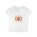 ARS Prayer Brigade Ladies' V-Neck T-Shirt (Red/Gold Logo)