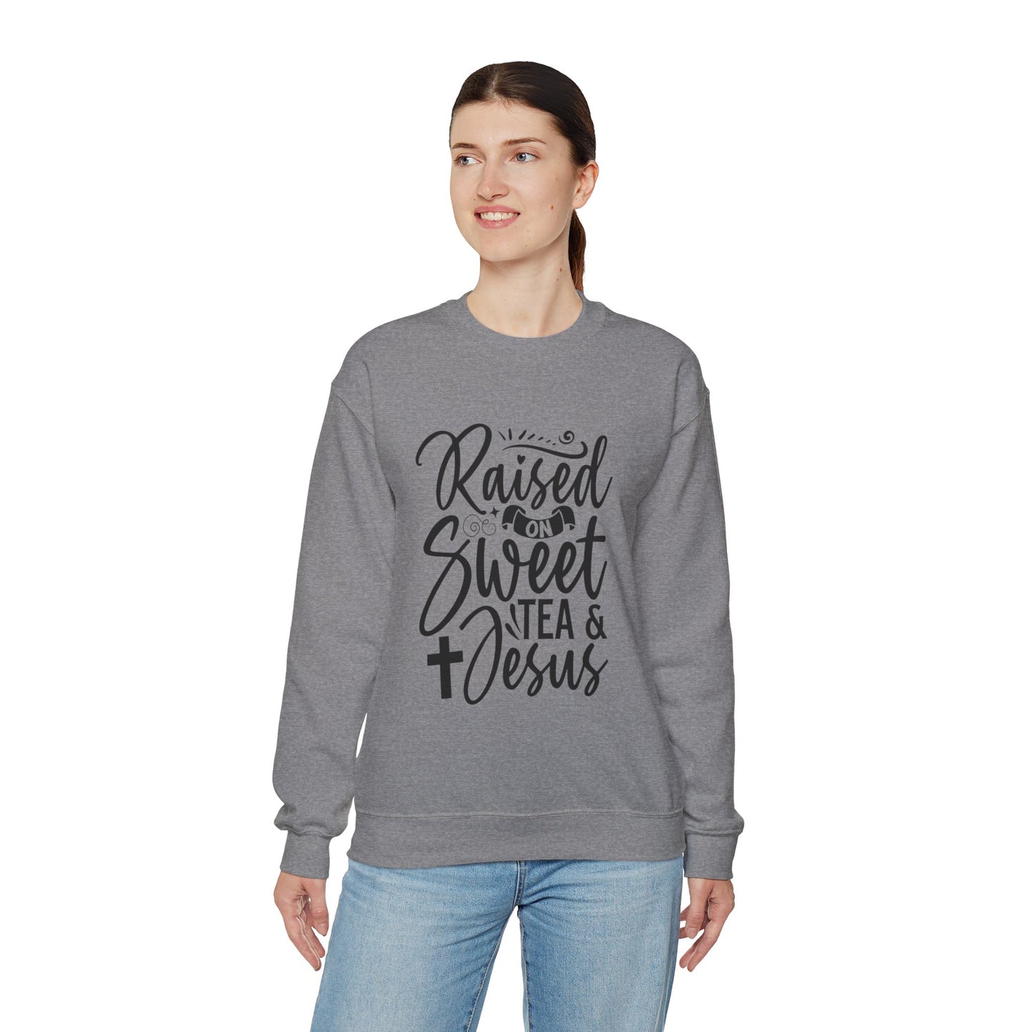 Sweet Tea and Jesus Women's Relaxed Sweatshirt (Black Logo)