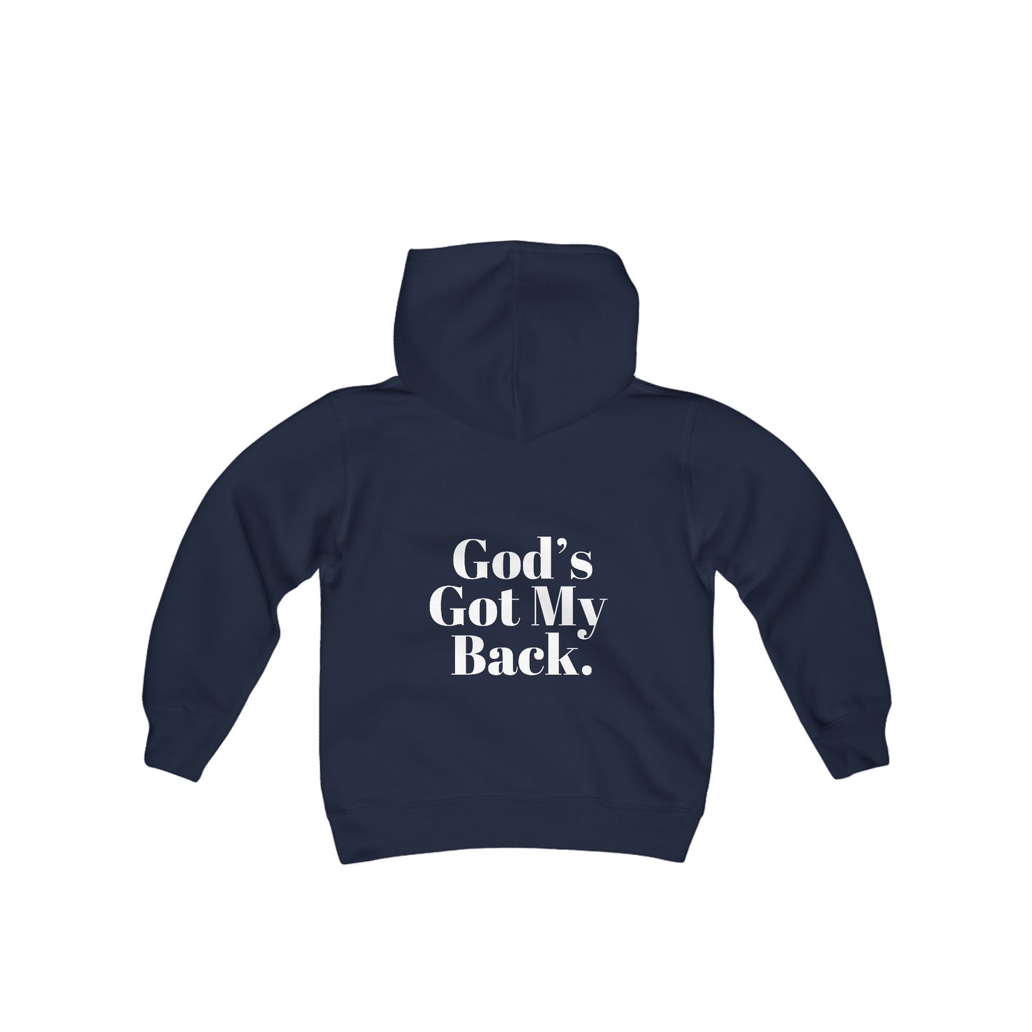 God's Got My Back Boys Hoodie (White Logo  - Back)