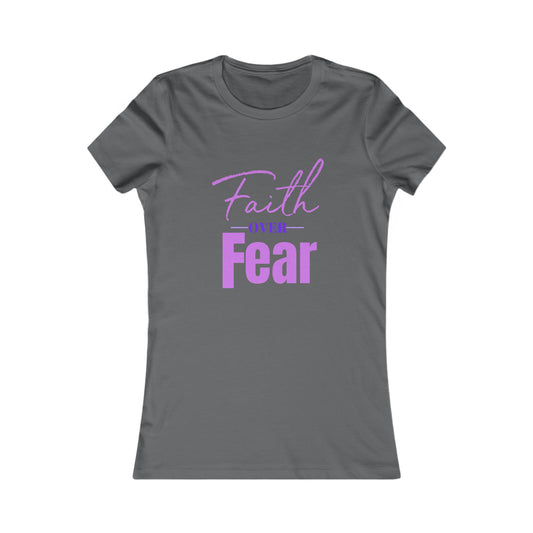 Faith Over Fear Women's Fitted Tshirt (Pink and Purple Logo)