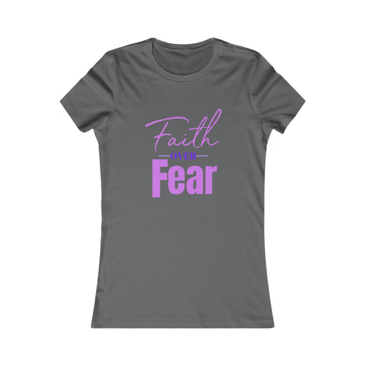 Faith Over Fear Women's Fitted Tshirt (Pink and Purple Logo) - Sweet Baby Jeez Teez