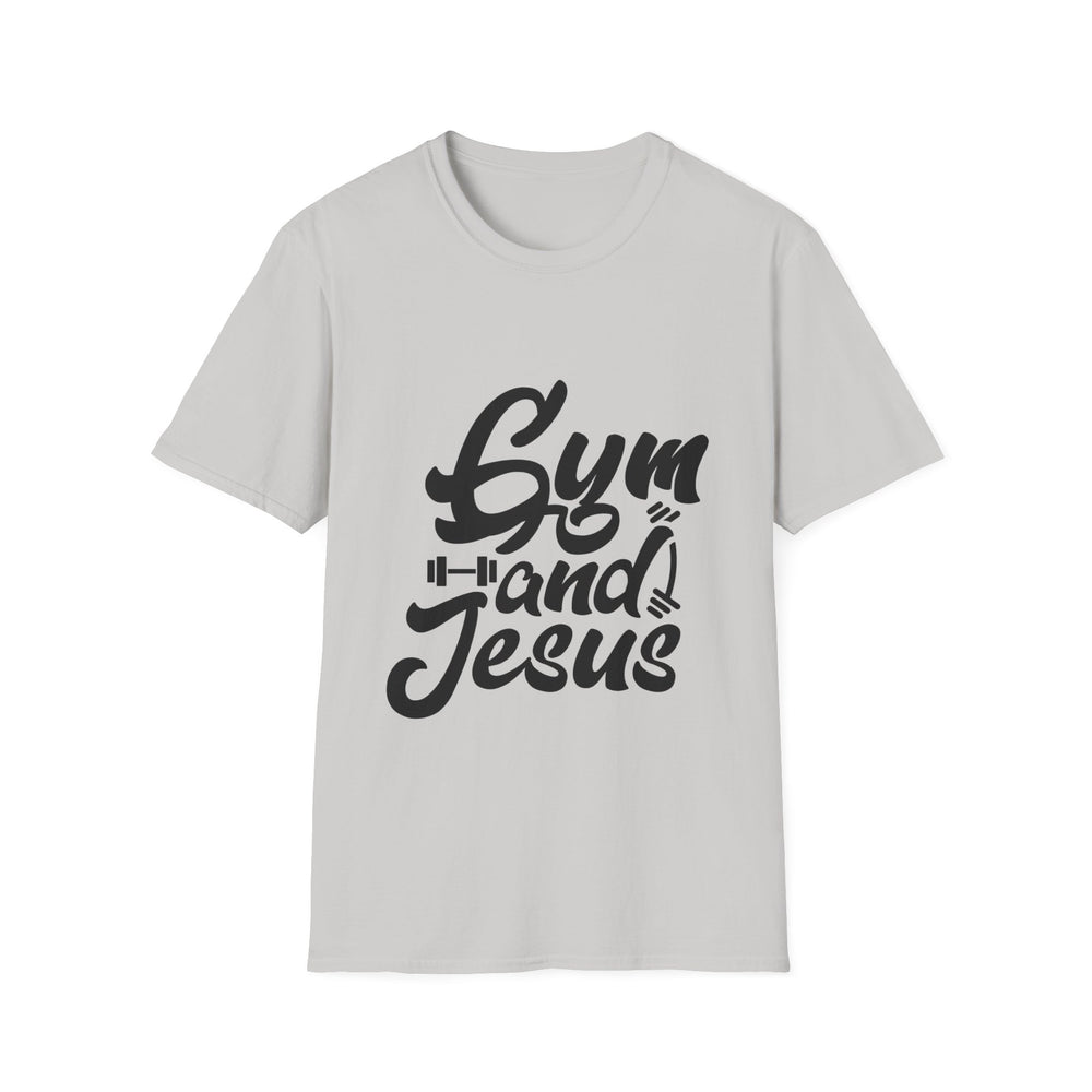 Gym and Jesus Men's Tshirt (Black Logo) - Sweet Baby Jeez Teez