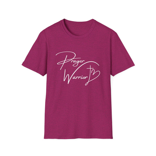 Prayer Warrior Cross Heart Women's Relaxed/Plus Tshirt (White Logo)