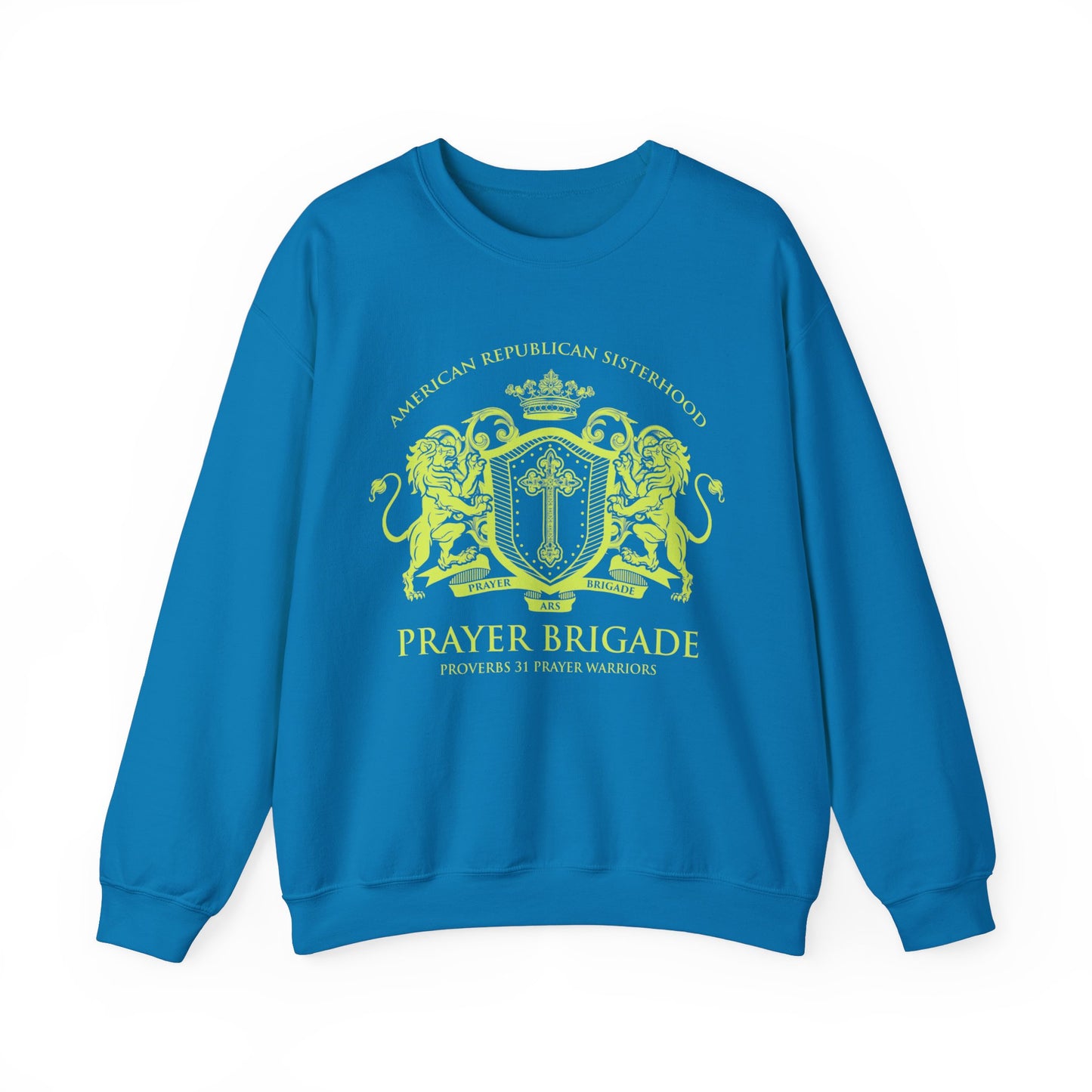 ARS Prayer Brigade Unisex Crewneck Sweatshirt (Chartreuse Logo)