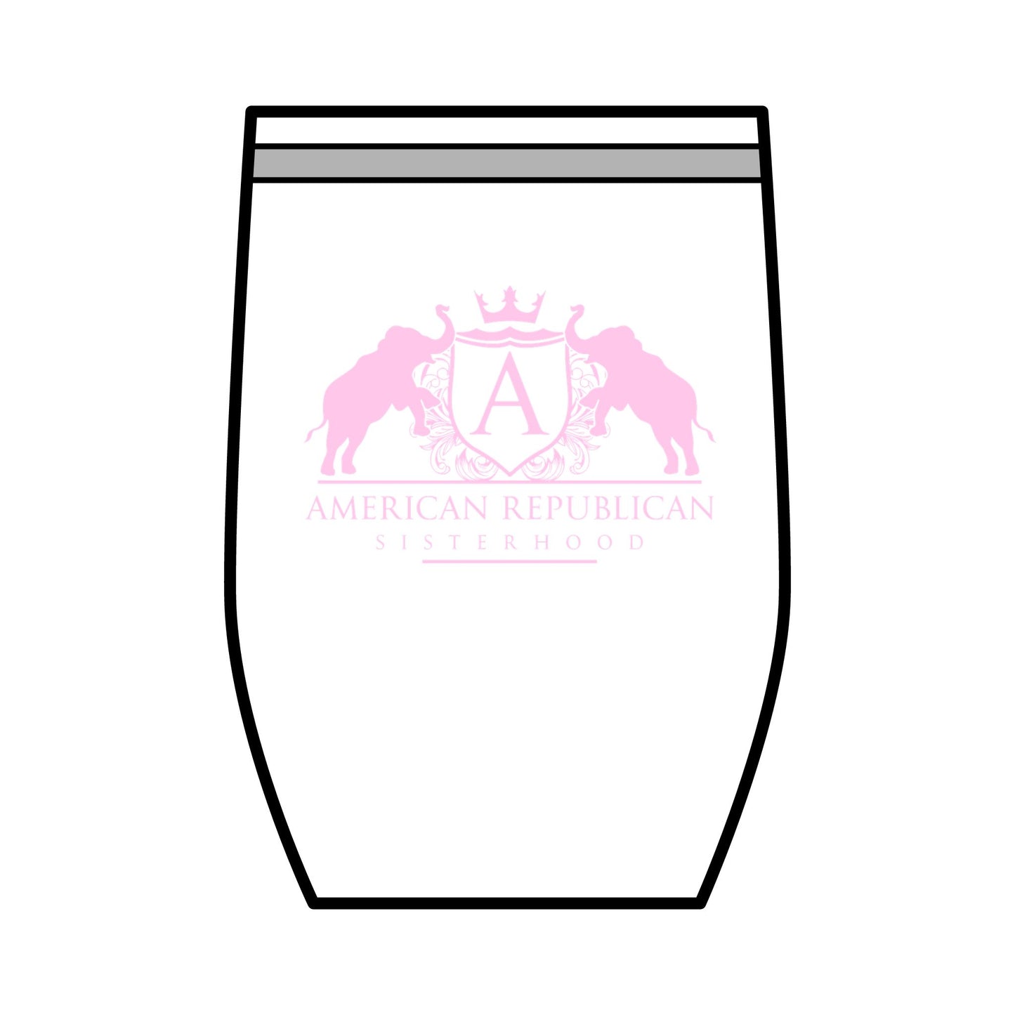 ARS Baby Pink Logo Wine Tumbler, 12oz