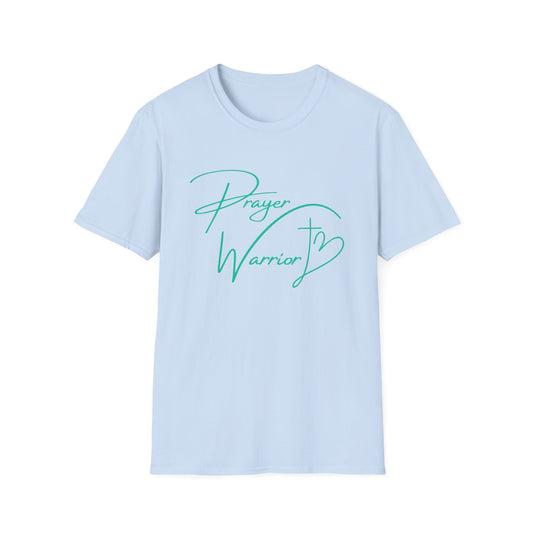 Prayer Warrior Cross Heart Women's Relaxed/Plus Tshirt (Teal Logo) - Sweet Baby Jeez Teez