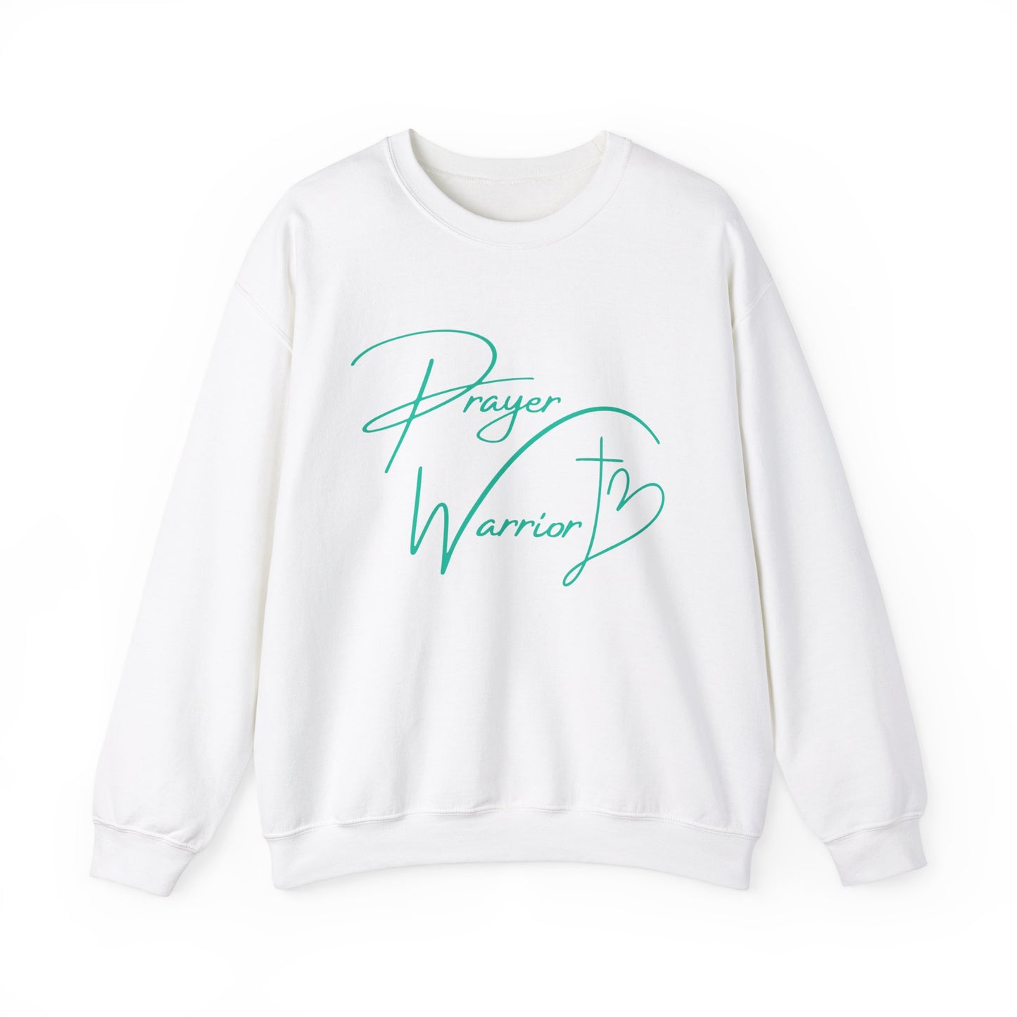 Prayer Warrior Cross Heart Women's Sweatshirt (Teal Logo)