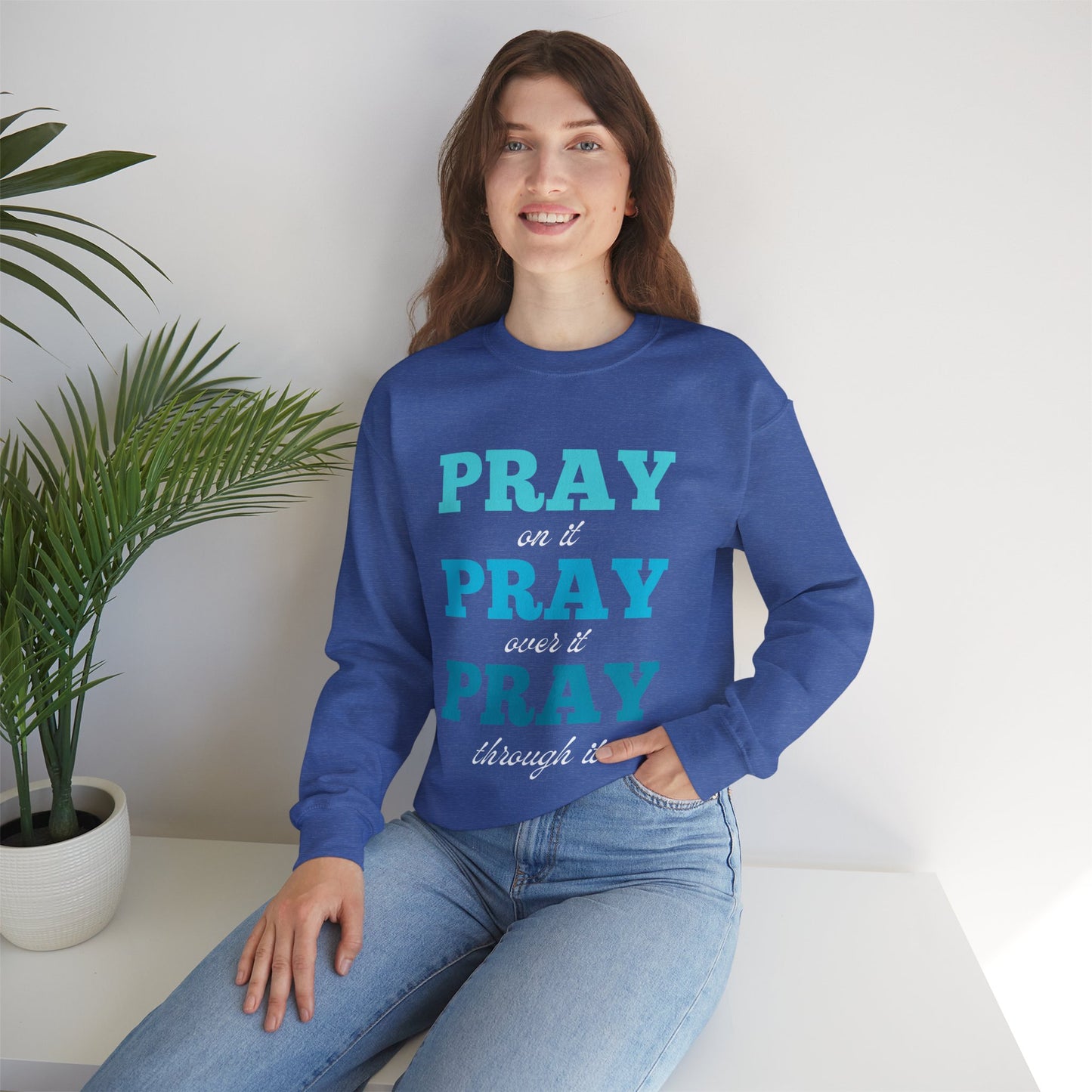 Pray On It Women's Relaxed Sweatshirt (Teals Logo) - Sweet Baby Jeez Teez