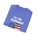 Elephant in Room Cartoon Women's Unisex/Plus Tshirt  XS-5XL (White Logo, Green & Blue Shirts)