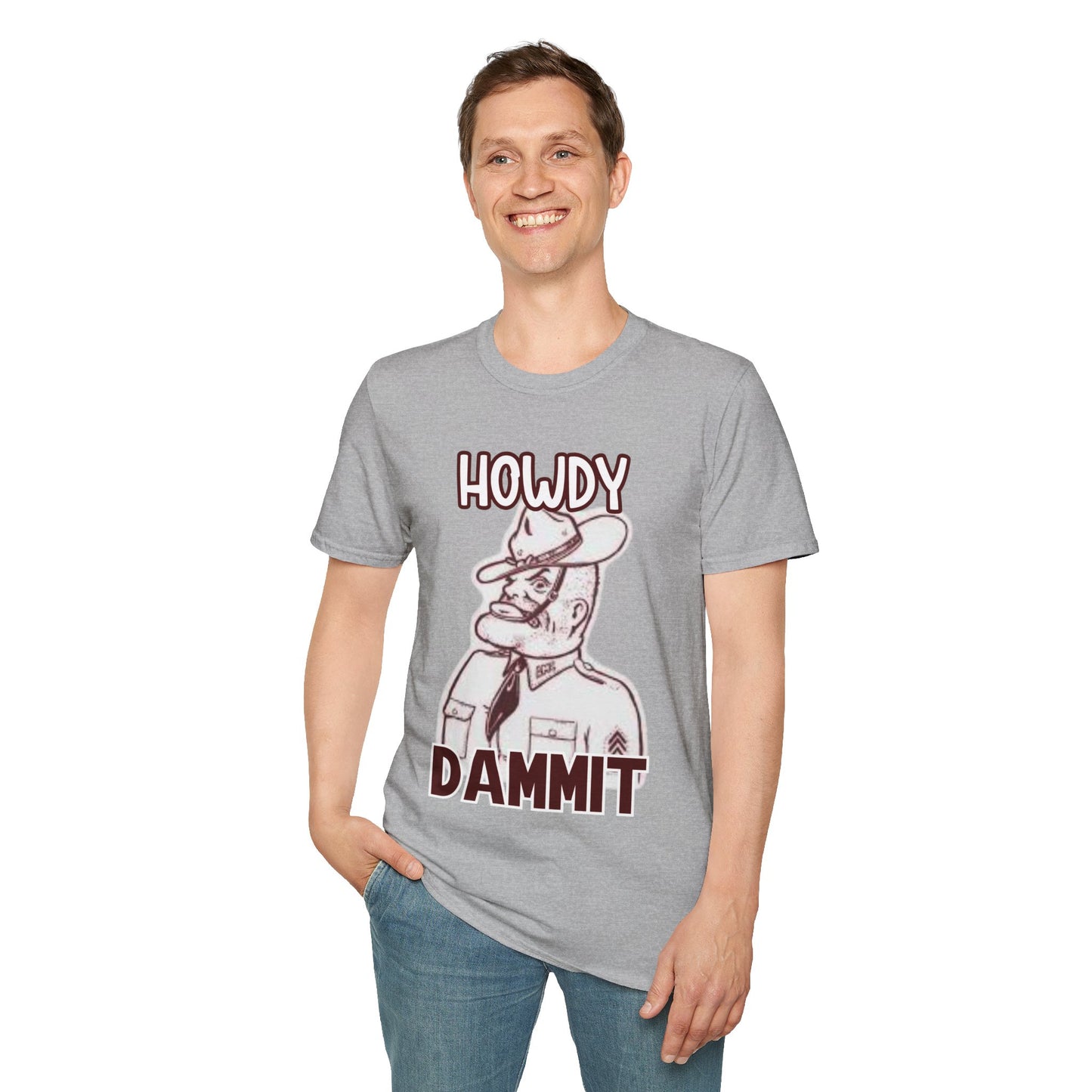 Howdy Dammit Men's Tshirt (Aggie - Old  Sarge Logo)