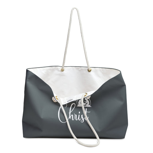 Christmas is for Christ Charcoal Weekender Bag (White/Gold Logo)