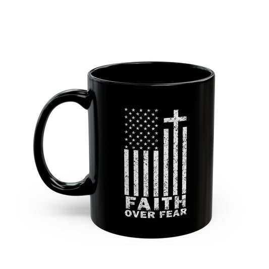 Faith Over Fear Black Mug (Flag Logo) - Sweet Baby Jeez Teez