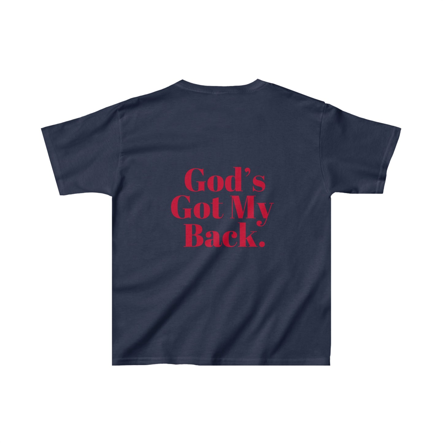 God's Got My Back Boys Tshirt (Red Logo - Back)