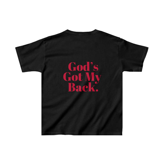 God's Got My Back Boys Tshirt (Red Logo - Back)