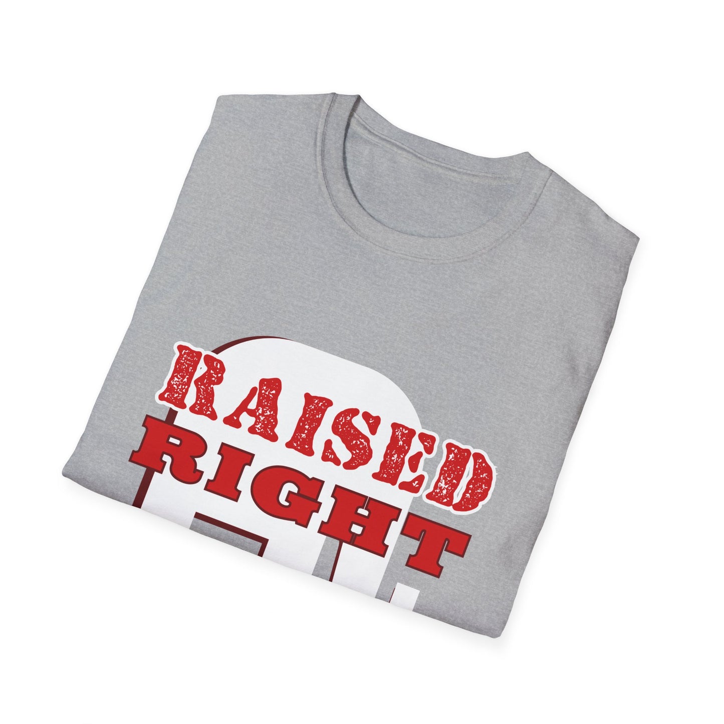 Raised Right Men's Tshirt (White Logo) - Sweet Baby Jeez Teez