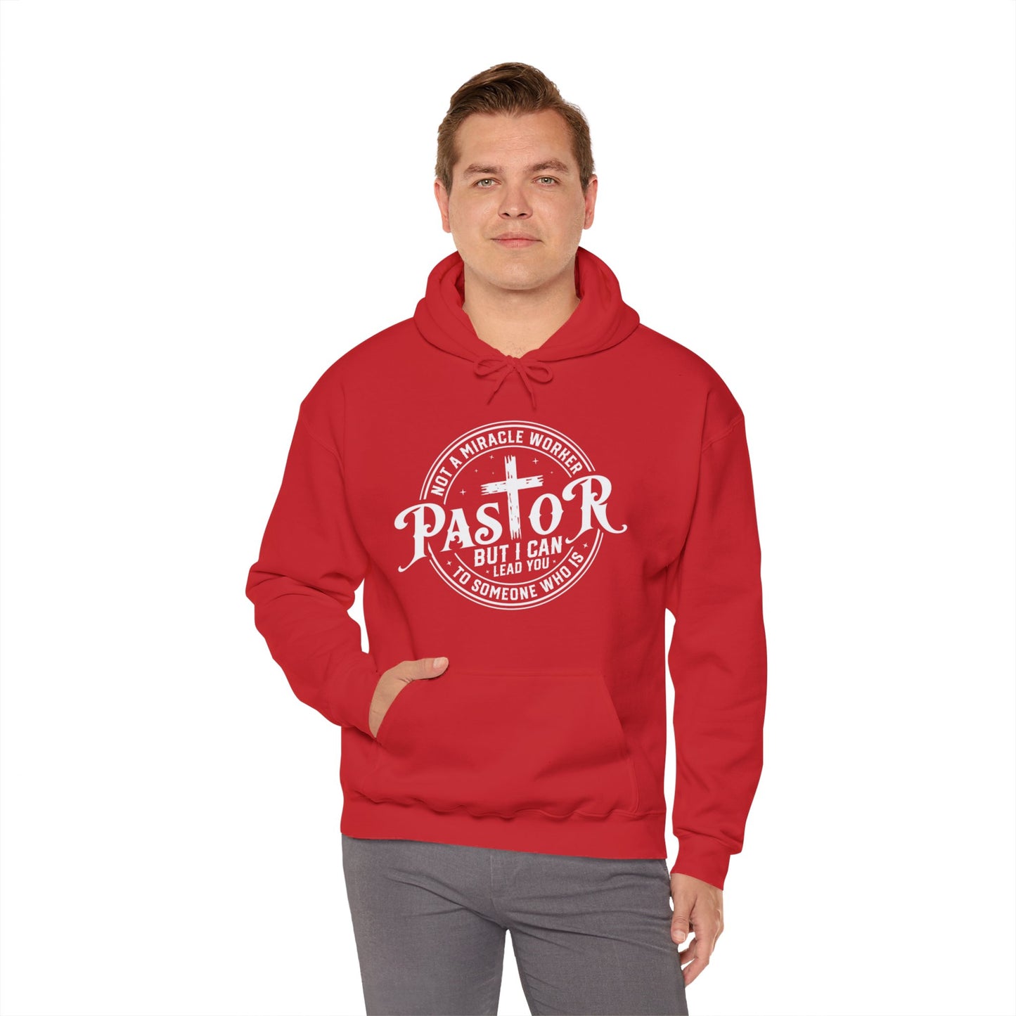 Pastor Men's Hooded Sweatshirt (White Logo)