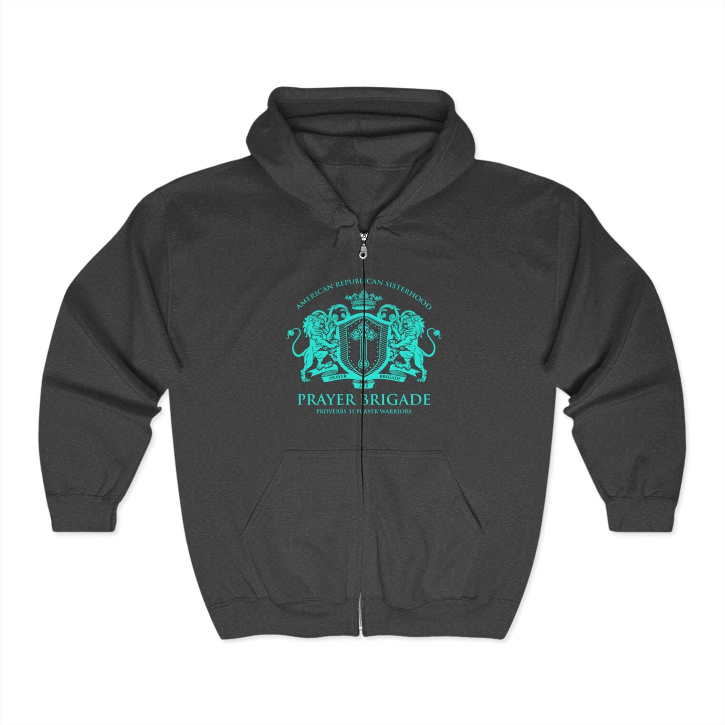 ARS Prayer Brigade Heavy Full Zip Hoodie (Purple with Aqua Logo)