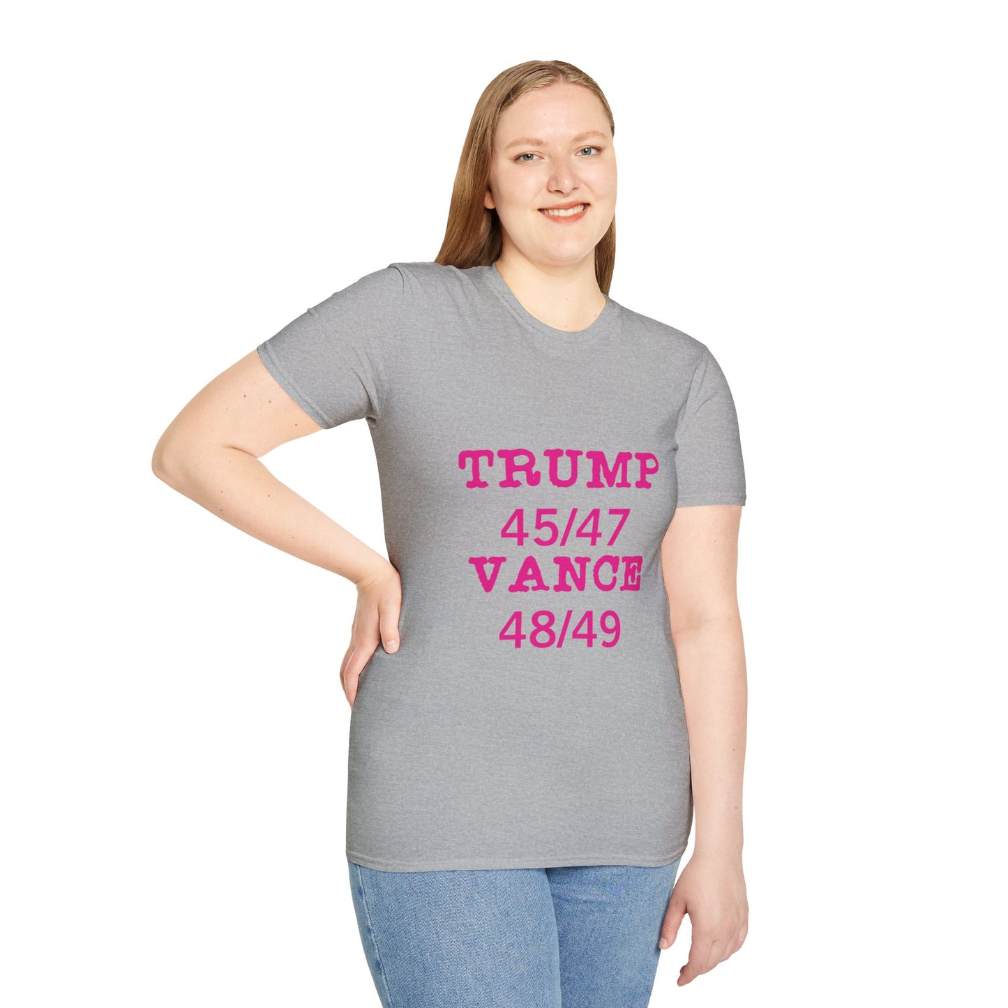 Trump/Vance Women's Relaxed/Plus Tshirt (Hot Pink Logo) - Sweet Baby Jeez Teez