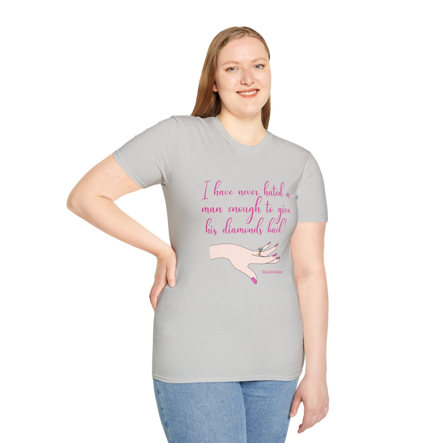 Gabor Diamonds Women's Relaxed/Plus Fit Tshirt (IW Pink Logo) - Sweet Baby Jeez Teez